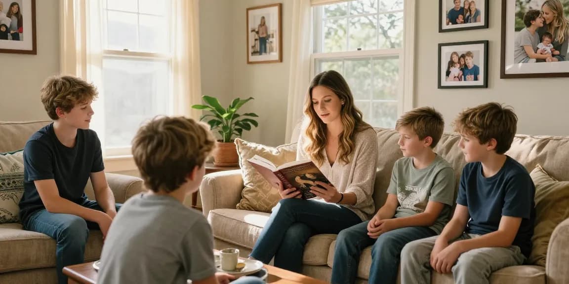 Shara Grylls reading to her sons, showcasing resilience behind famous families and motivation from celebrity life stories.