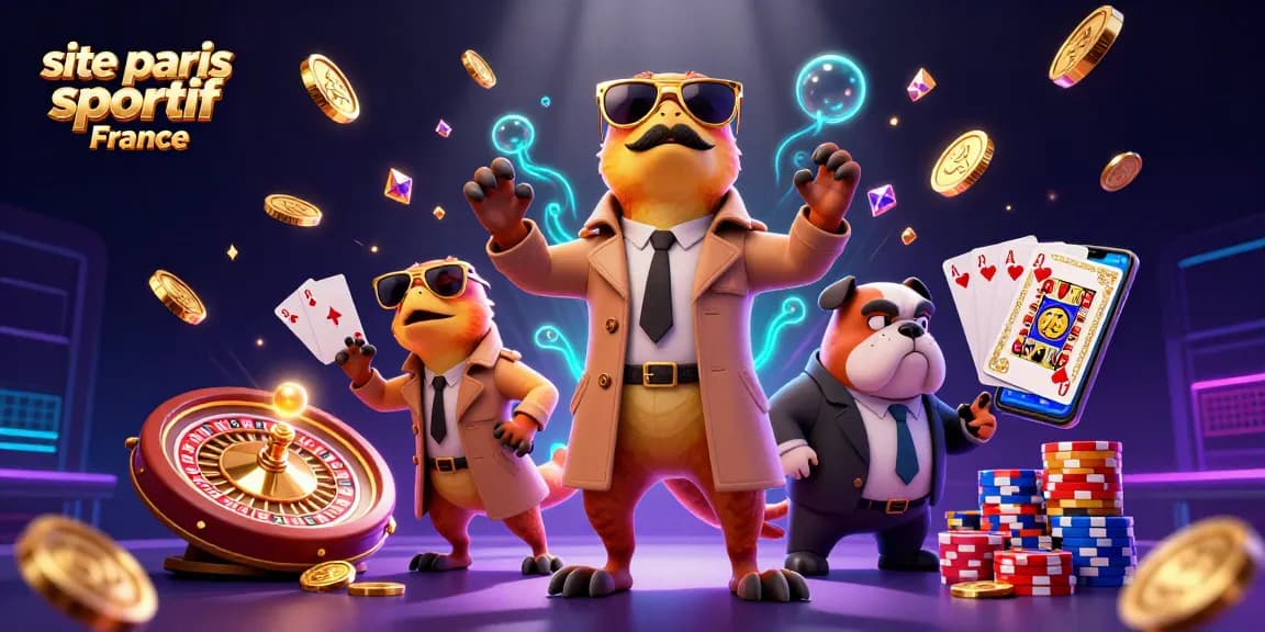 Placez des paris sur le site paris sportif France avec des raptors en trench coat dans un casino vibrant.