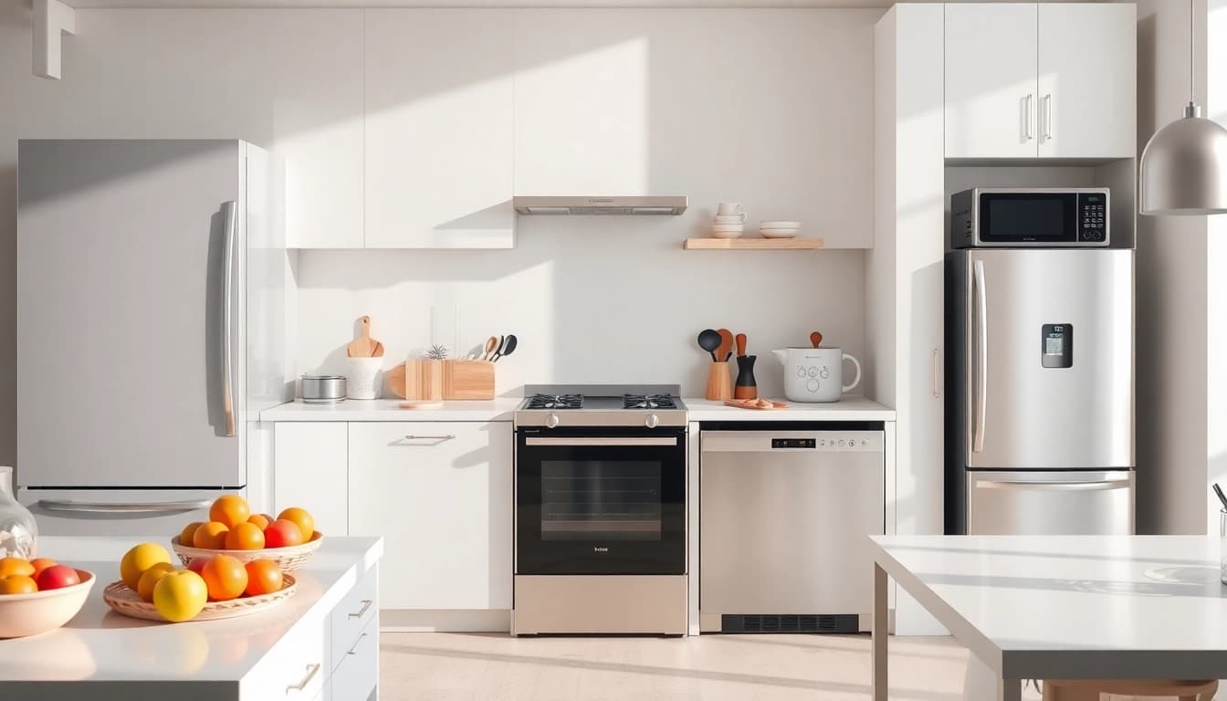 Explore quality home appliances in a modern kitchen setting, showcasing innovative designs.