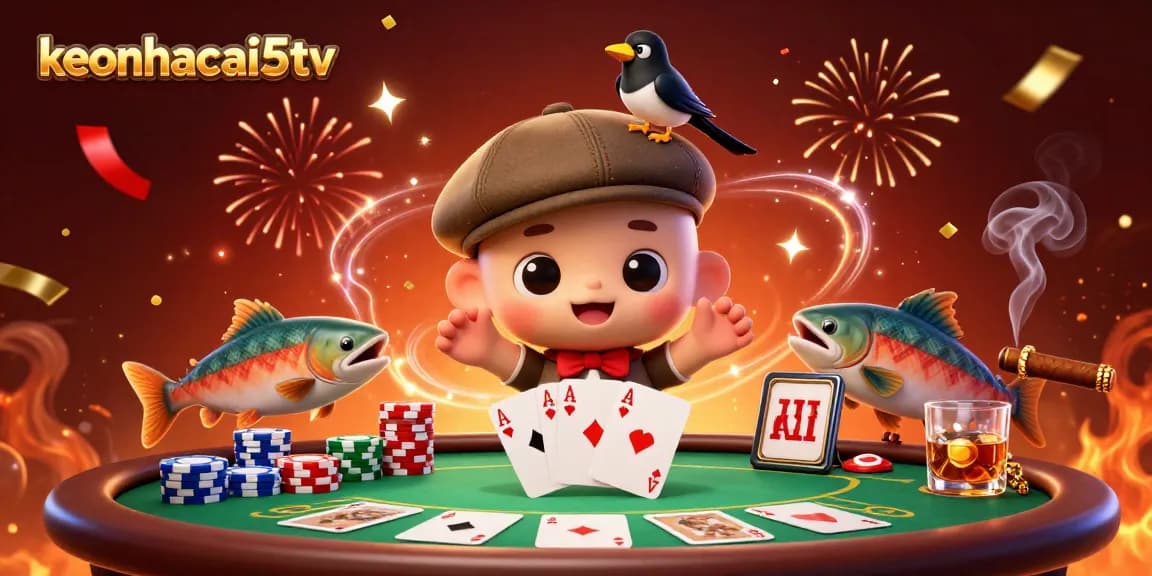 Engage in thrilling gameplay with keonhacai5tv's 3D casino elements and vibrant characters.