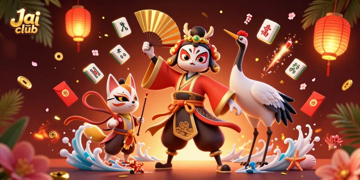 Engage with thrilling gameplay at Jai club with vibrant illustrations of kabuki warriors and casino elements