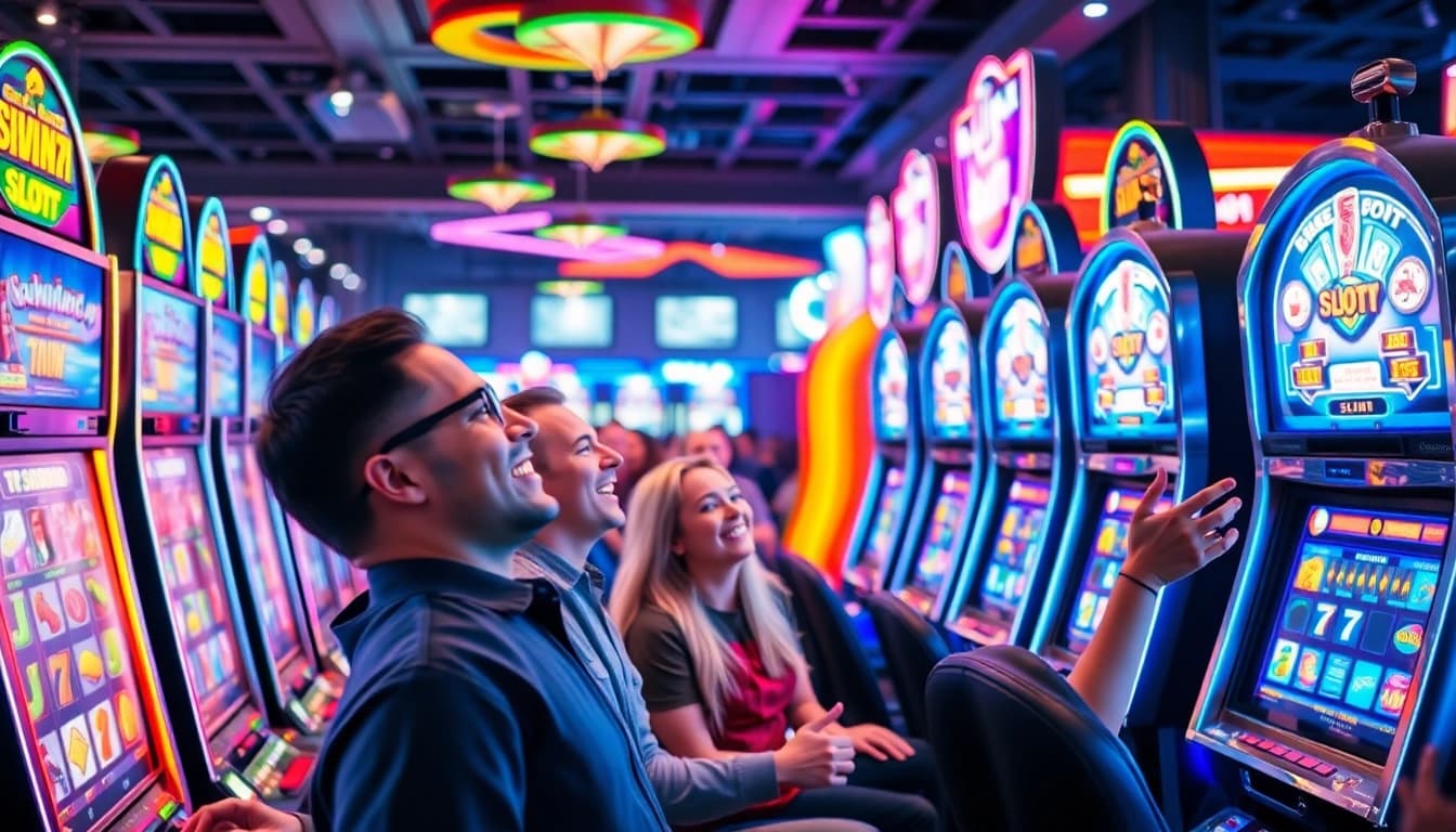 Menang besar dengan slot depo 1k di mesin slot yang ramai dan berwarna-warni.