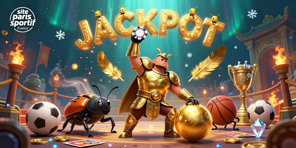 Image illustrant un site paris sportif France avec des insectes en armure et des éléments de jeu