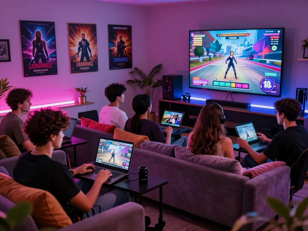 Players enjoying a variety of sex games online in a vibrant gaming lounge, showcasing immersive adult entertainment and interactive experiences.