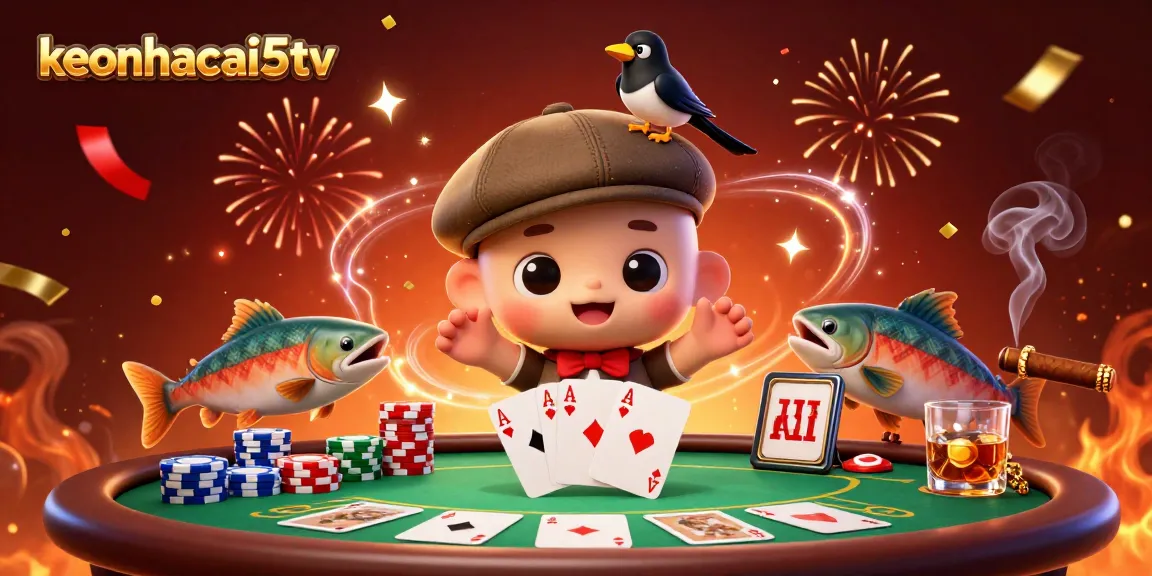 Engage in thrilling gameplay with keonhacai5tv's 3D casino elements and vibrant characters.