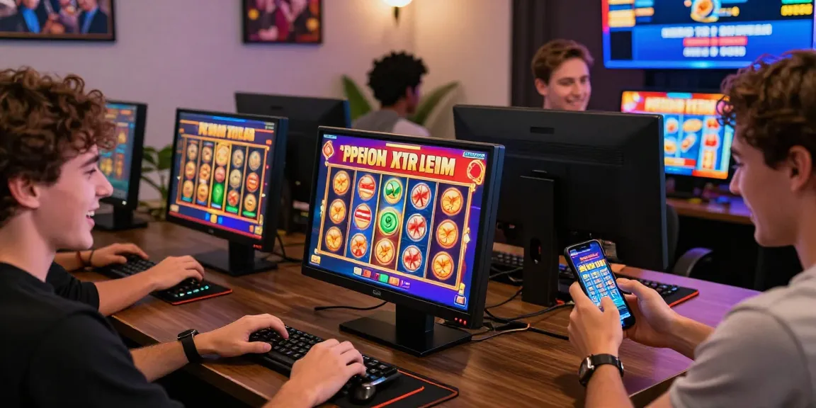 Pengalaman bermain slot online Super59 dengan pemain yang sedang merayakan kemenangan dan antarmuka menarik.