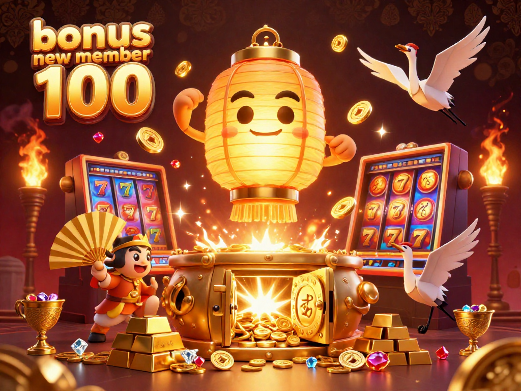 Experience the thrill of winning with bonus new member 100 at our lively slot machine casino featuring golden symbols.