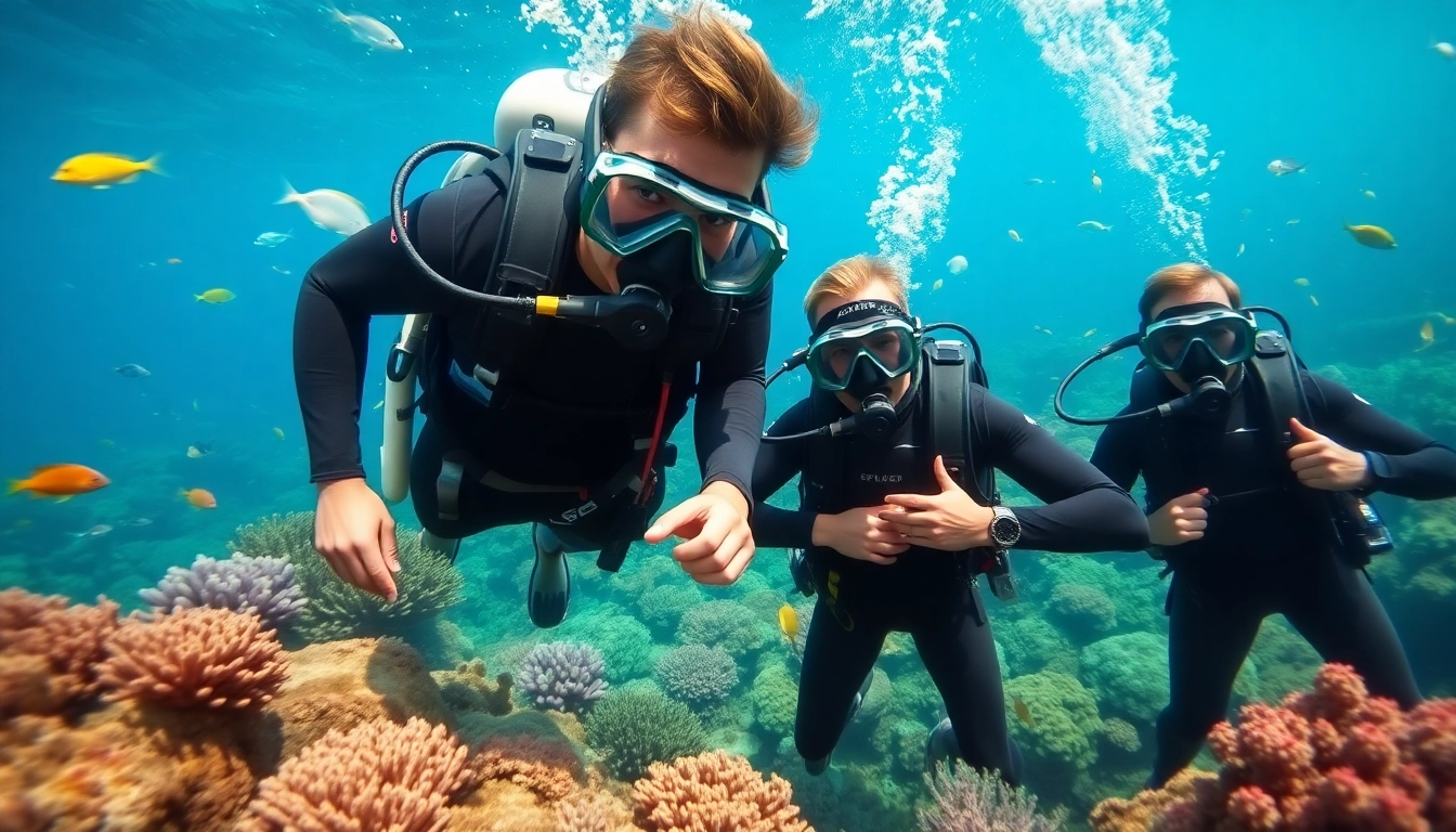 Tauchen in SSI Spezialkurse zeigt begeisterte Taucher bei einer spannenden Unterwasserausbildung.
