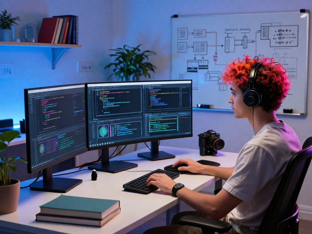 Developer showcasing advanced crush on ai technology in a modern workspace.