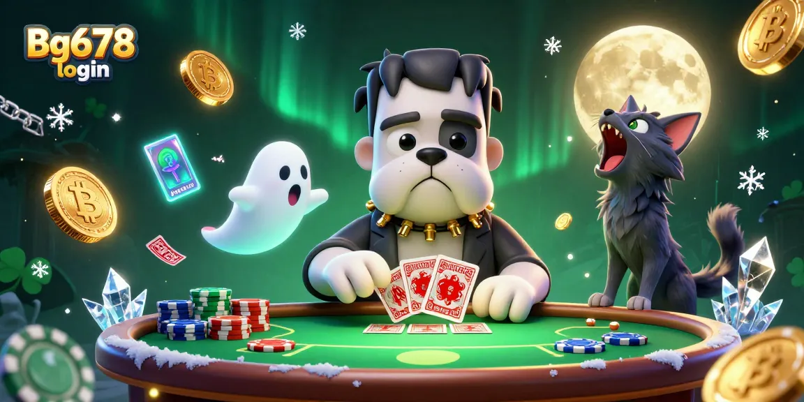 Engage in poker action with Bg678 login while exploring a lively casino scene featuring Bitcoin and Ethereum elements.