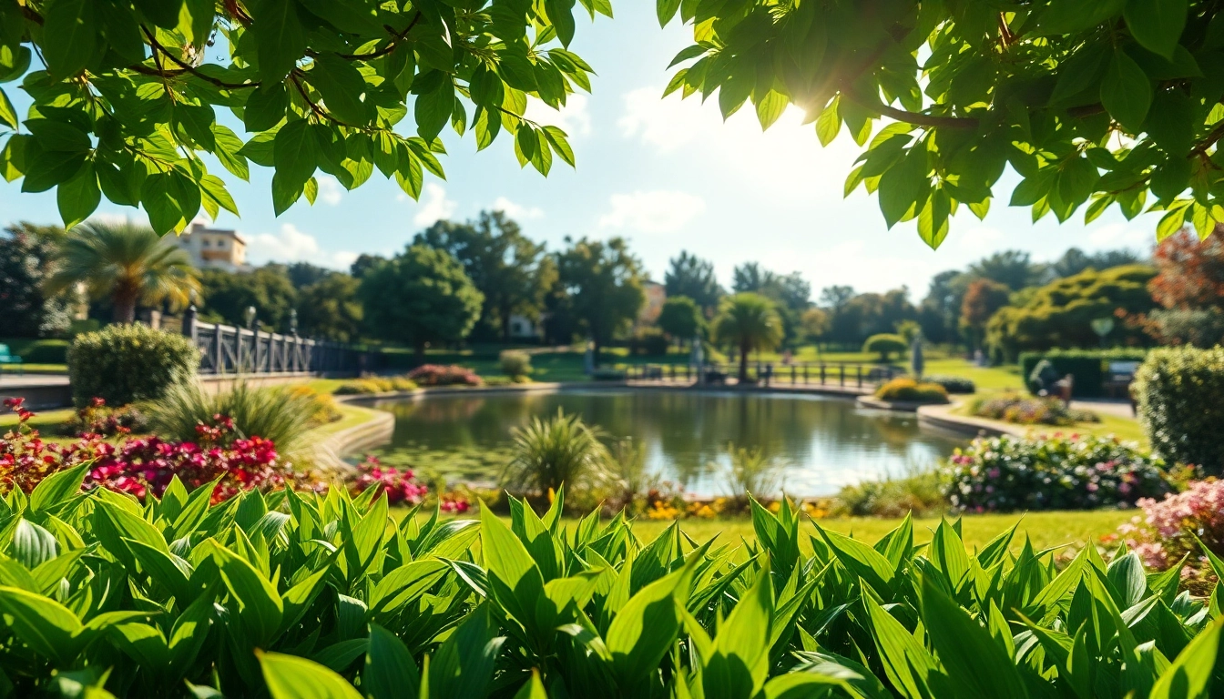 Landscape architect creating designs in a lush green park setting with tranquil water features.