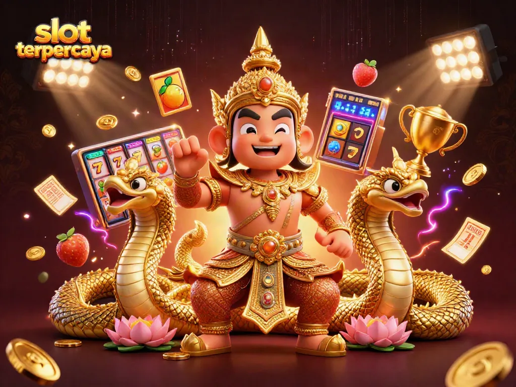 Slot terpercaya menampilkan penjaga kuil Thailand beraksi dikelilingi elemen slot yang menakjubkan.