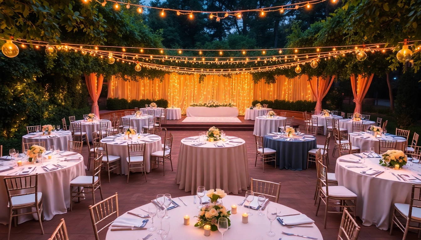 Stunning table rentals showcased in an elegant outdoor setting