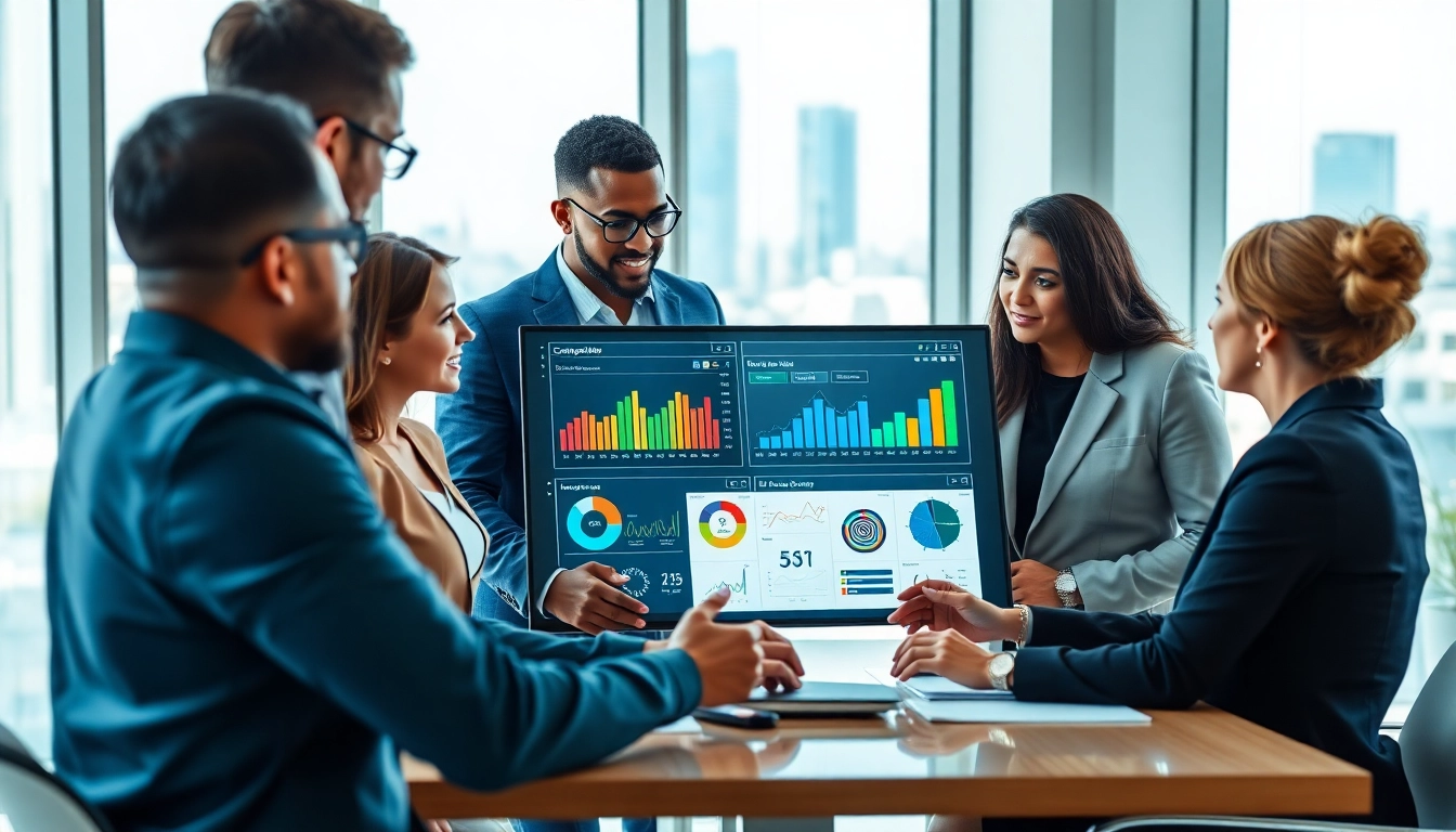 Analyze competitor data with AI for competitor analysis in a modern business meeting.