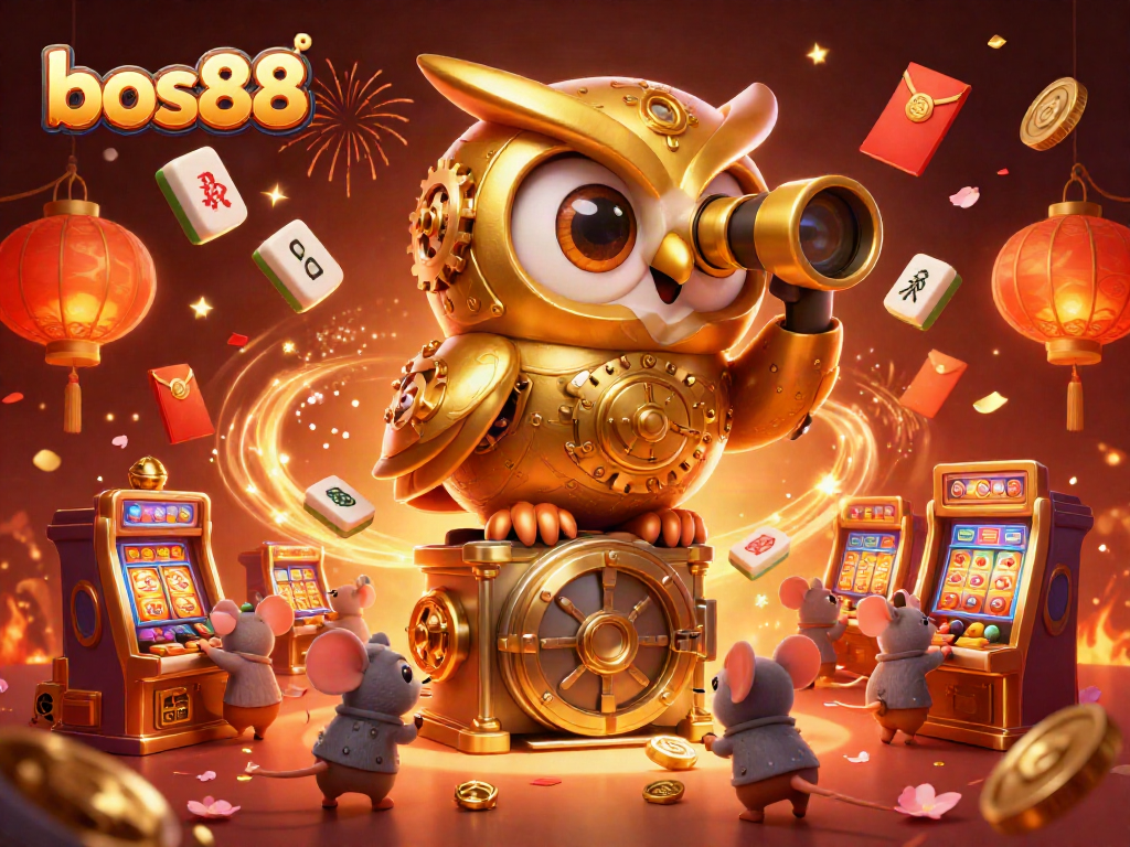 Permainan slot menarik di bos88 dengan simbol dan karakter 3D yang meriah.