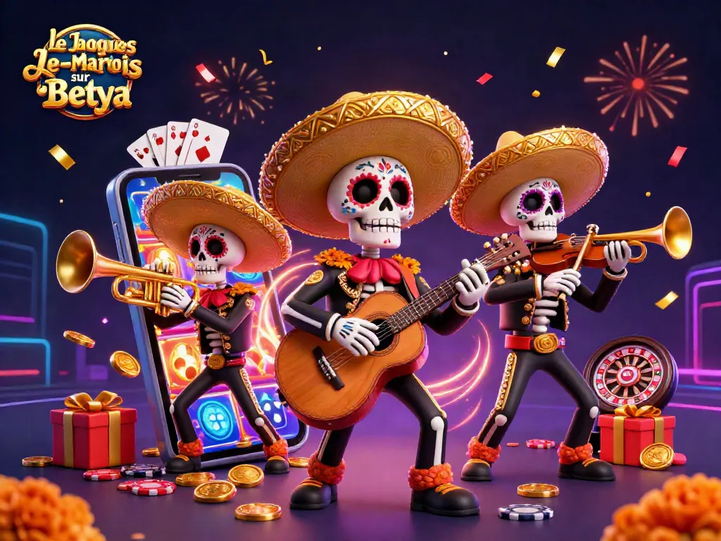 Experience the excitement of le Prix Jacques-Le-Marois sur Betya with vibrant mariachi skeletons celebrating betting.