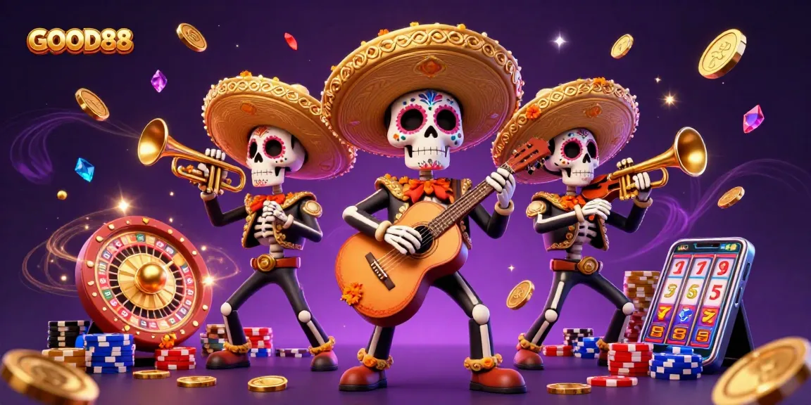 Engage with GOOD88 at the vibrant mariachi casino scene featuring dynamic gaming elements.