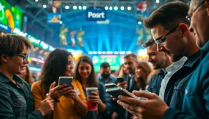 Engaging scene showcasing best sportsbooks Brazil with diverse bettors analyzing odds during a lively sports event.