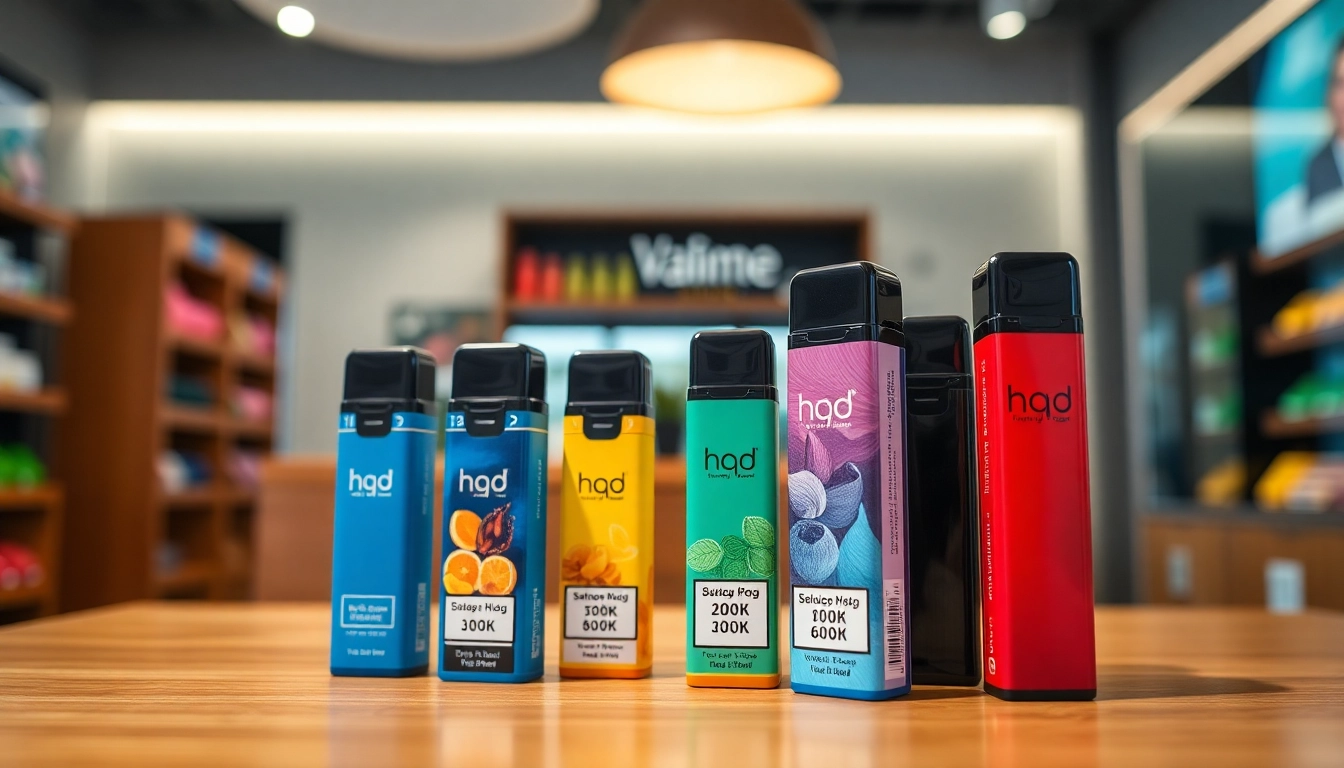 Erforschen Sie hqd pods in einer modernen Verkaufsumgebung mit verschiedenen Geschmacksrichtungen.