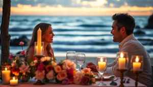 Enjoying Romantic excursions in Cabo with a sunset dinner on the beach, showcasing intimate dinner settings.