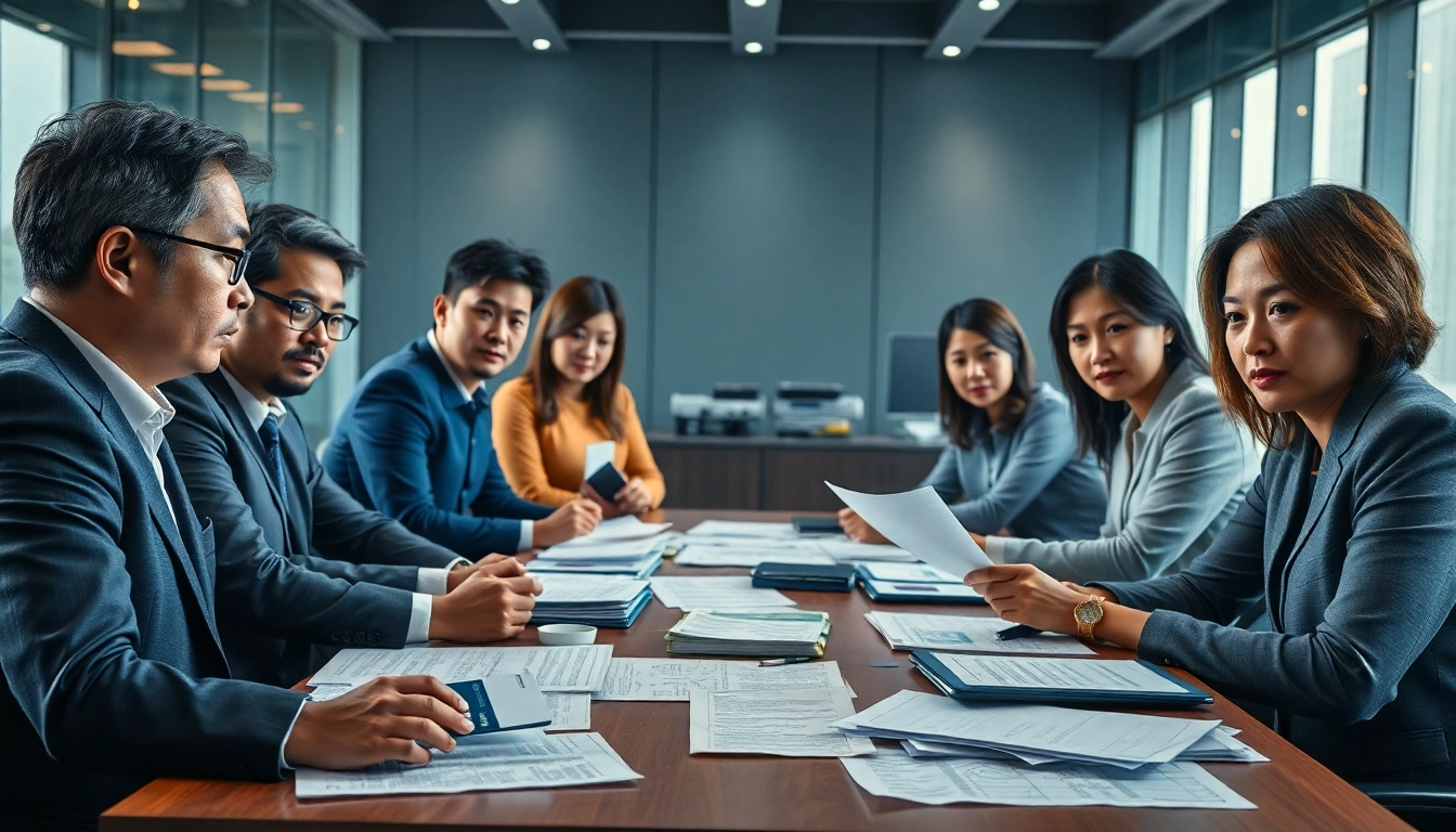 카드깡에 대한 논의가 이루어지는 현대 사무실 분위기의 장면