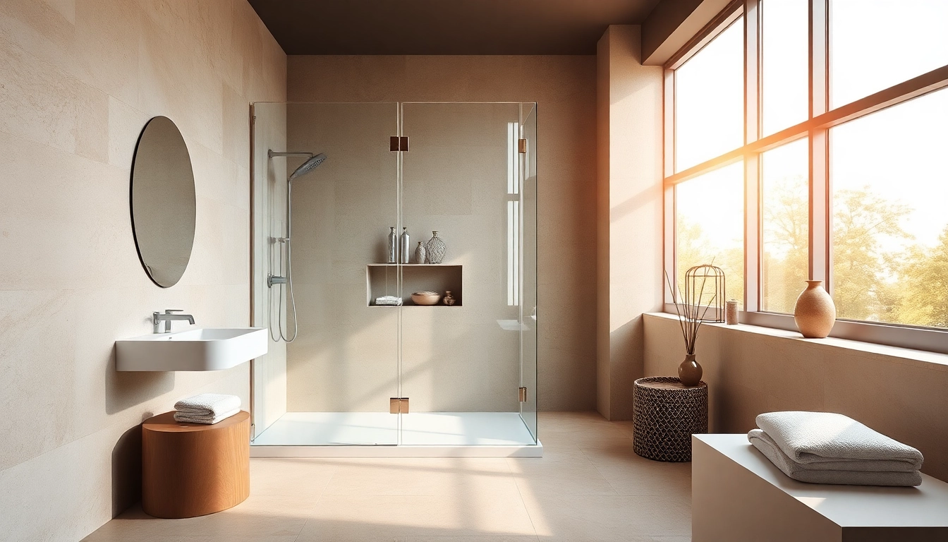 Sonni sanitär GmbH präsentiert einen eleganten Duschbereich mit luxuriöser Duschabtrennung.