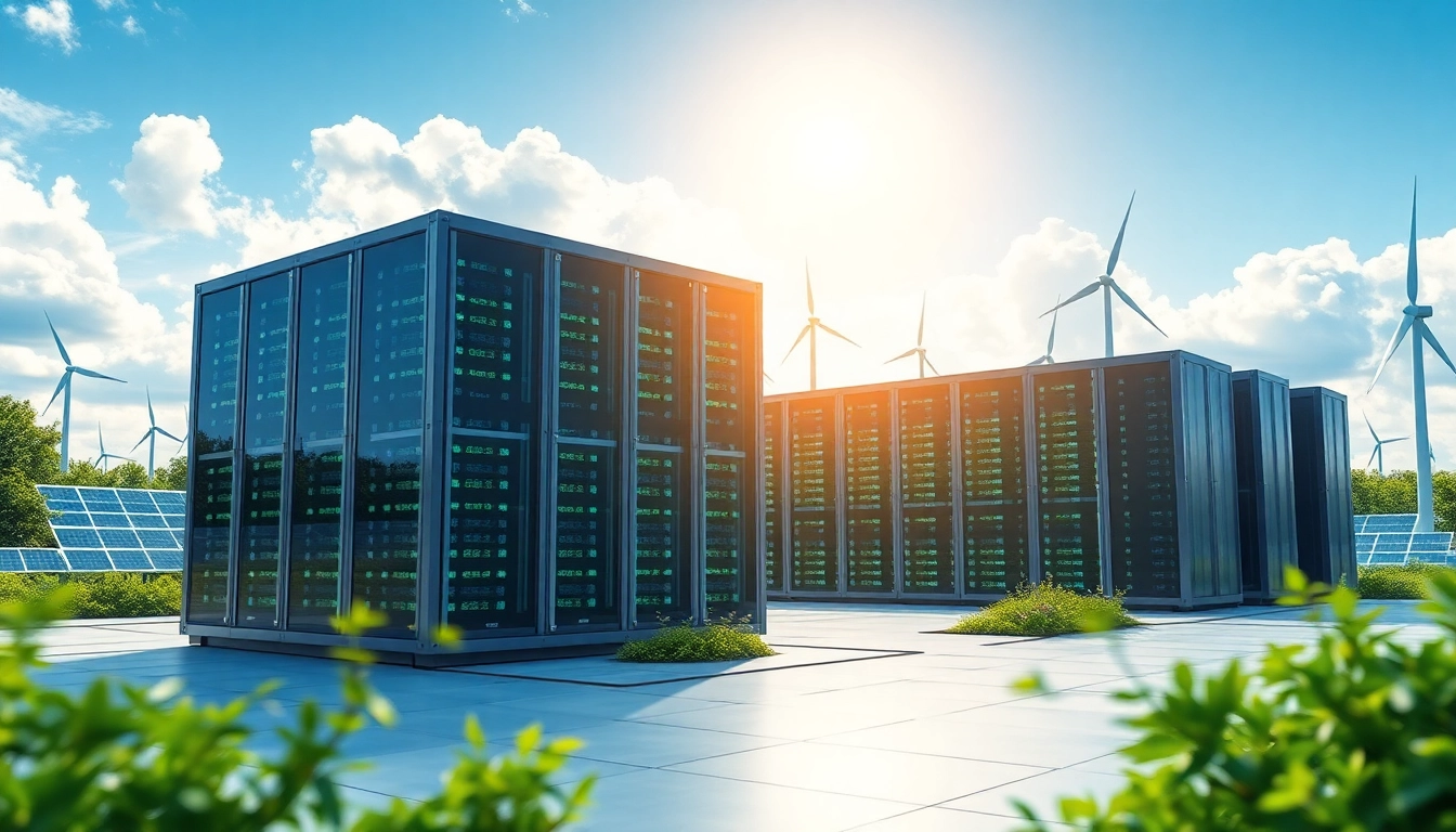 Modern cloud mining facility leveraging renewable energy for efficient bitcoin cloud mining.