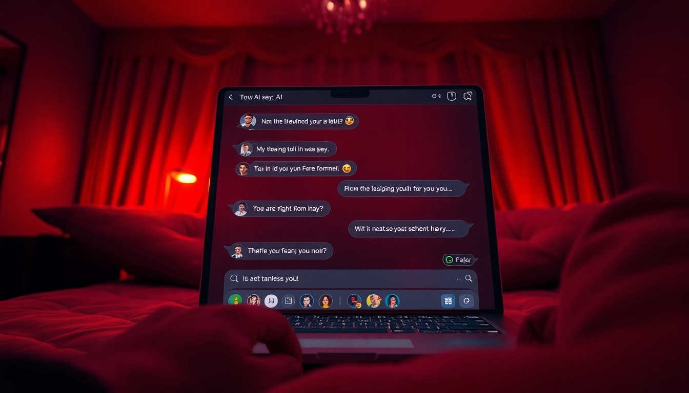 Engaging scene of a sex ai chat, showcasing a cozy digital environment with a stylish AI avatar.