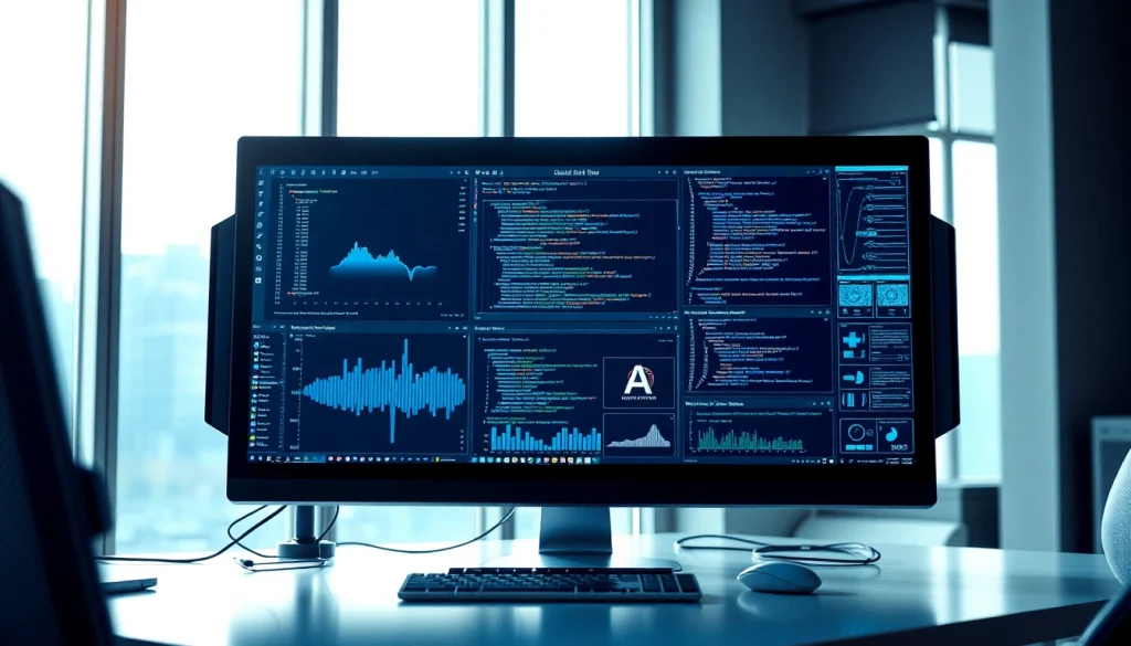 Futuristic workspace highlighting the features of gemini 3 pro with advanced AI applications.