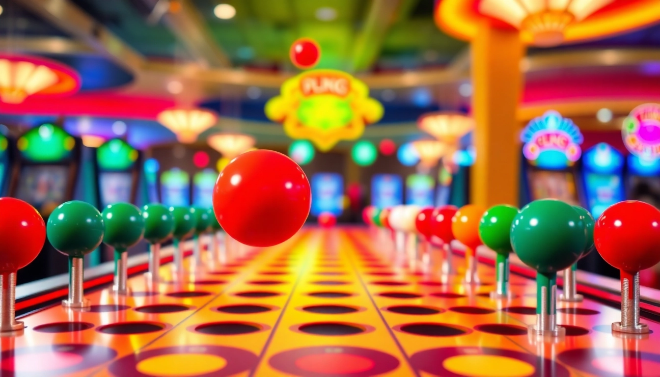 Menyaksikan situs plinko dengan bola jatuh pada papan permainan yang penuh warna dan bersemangat.