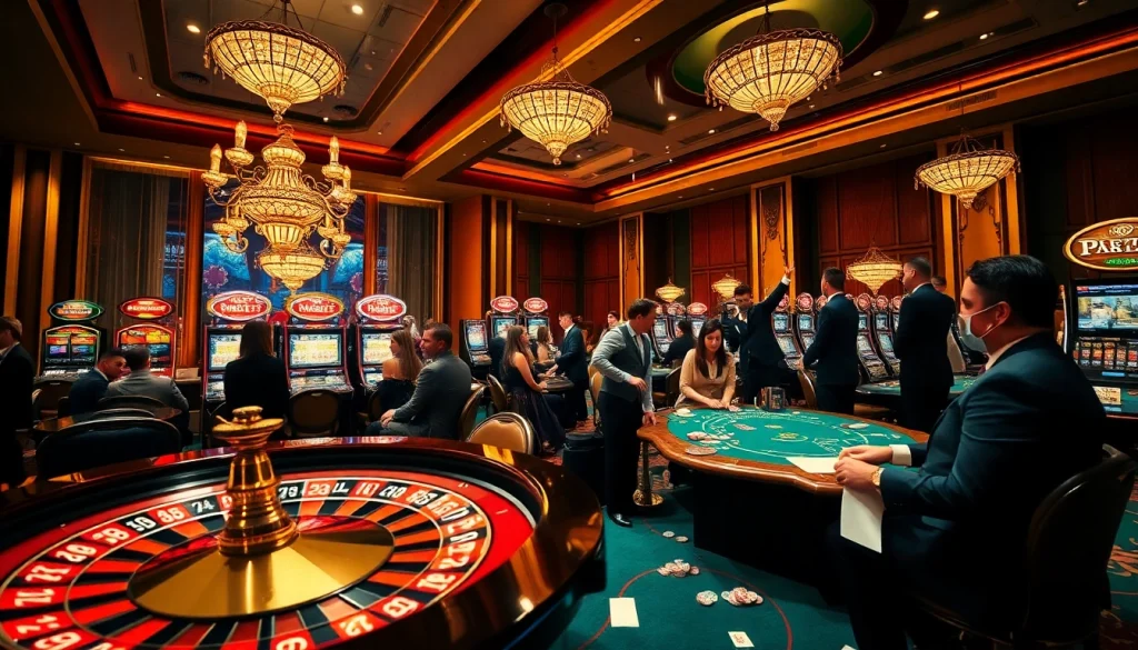 Players enjoying the thrill of gambling at a luxurious casino featuring MMOO elements.