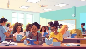 Engaged students collaborating in an innovative education setting, emphasizing creativity and learning.