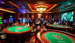 Engaged players enjoying a variety of games in a vibrant BK8Thai casino environment.