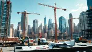 Manhattan Commercial General Contractor overseeing a vibrant construction site, showcasing collaboration.