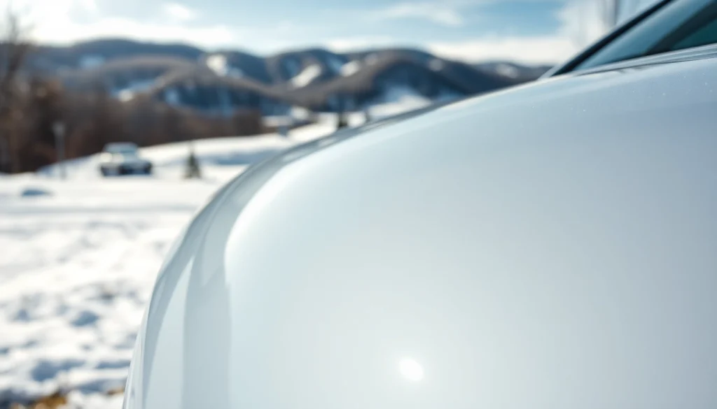 Winter car protection Chattanooga depicted with a pristine vehicle shimmering under winter sunlight.