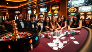 Experience the excitement of RR88 at a high-stakes casino with roulette, cards, and vibrant poker chips.