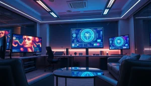 Immersive NSFW AI image generator in a futuristic digital workspace.