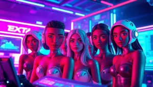 Dynamic NSFW character AI avatars in a vibrant digital scene, showcasing innovative roleplay interactions.