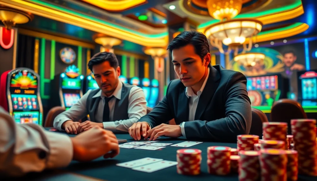 Experience thrilling action at https://i9bett.cn.com/ with vibrant casino scenes, poker chips, and online gaming excitement.