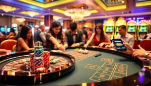 Experience the thrilling atmosphere of rr888 online gaming with vibrant casino visuals and active players.