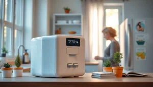Automatic pill dispenser showcased in a cozy kitchen setting, highlighting its modern design and user-friendly interface.