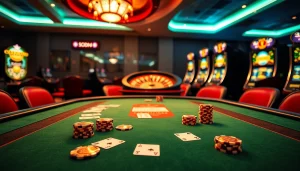 SODO Casino poker scene featuring vibrant tables and players engaged in thrilling gameplay.