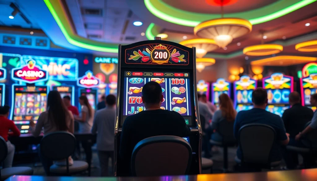 Manfaat bermain slot deposit 1k dengan mesin slot penuh warna dan pemain antusias.