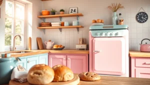 Engaging kitchen scene featuring a Retro Oven with freshly baked goods to inspire home cooking.