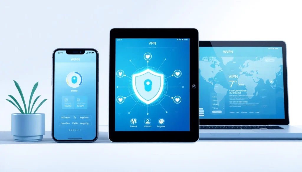 设备上的快连VPN应用，展示其友好界面与安全的全球连接。