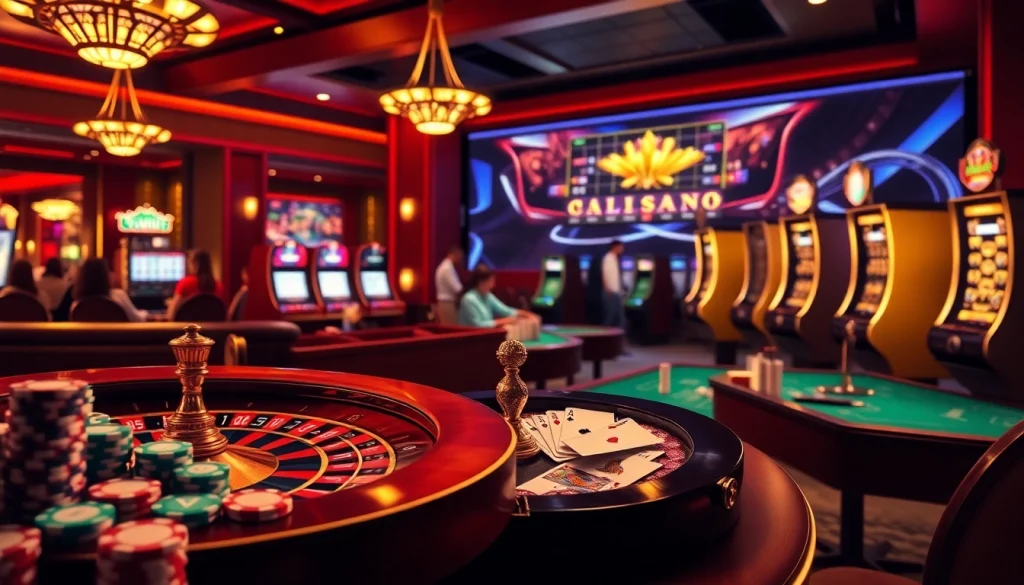 Scène captivante au meilleur casino en ligne France présentant la roulette, des jetons de poker et l'excitation du jeu.
