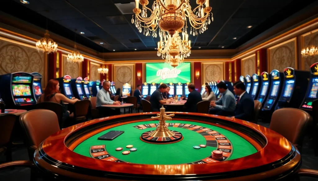 L'atmosphère vibrante du meilleur casino en ligne France mettant en avant des joueurs enthousiastes à une table de roulette avec des jetons colorés.