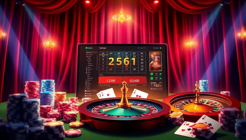 Vivez l'excitation du meilleur casino en ligne France avec des visuels dynamiques de jeux et des éléments stylés.