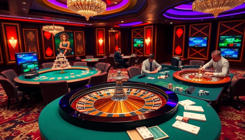 Une scène passionnante d'un casino luxueux avec une roulette et des joueurs excités, mettant en avant les expériences au meilleur casino en ligne France.