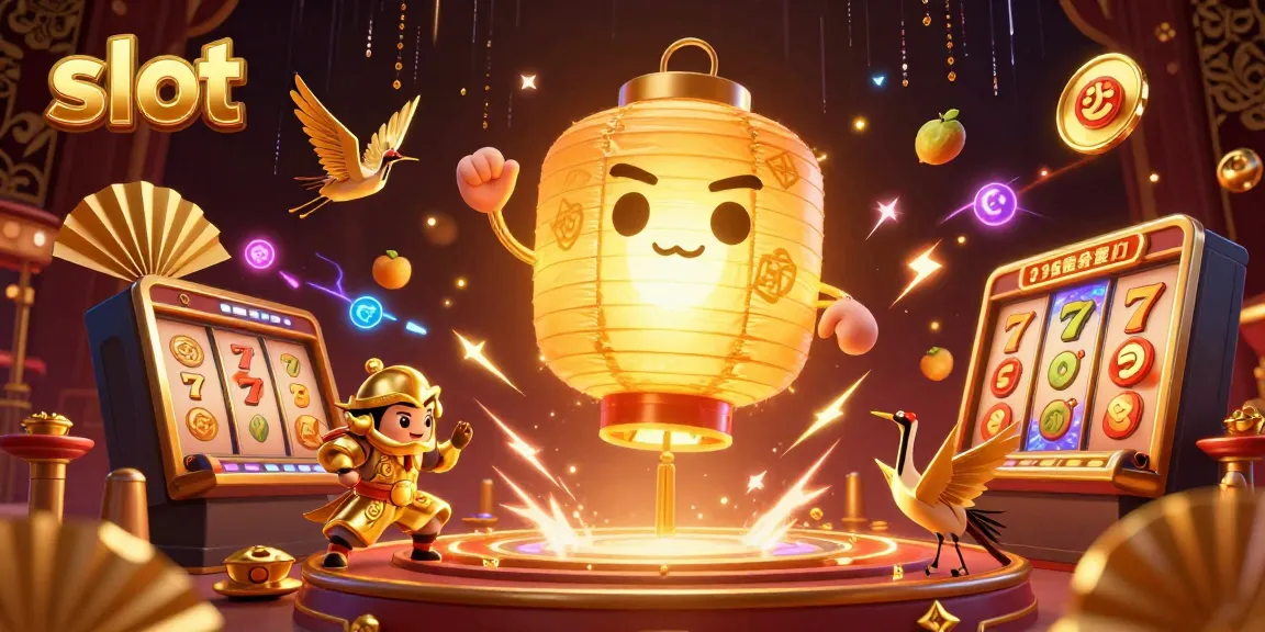 Spin the slot reels with lucky symbols in this vibrant casino scene filled with excitement.